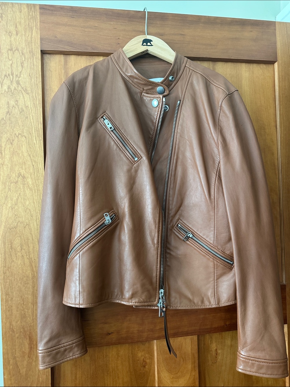 Classic coach Brown Leather Biker Jacket - Women